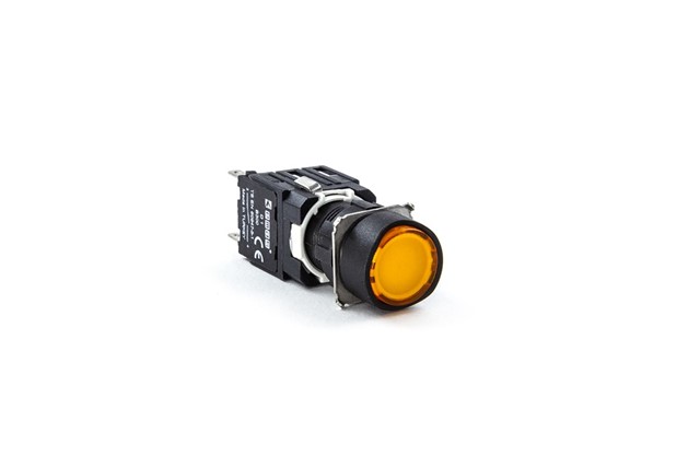 D Series Plastic 1NO Spring Round Flush Yellow 16 mm Control Unit